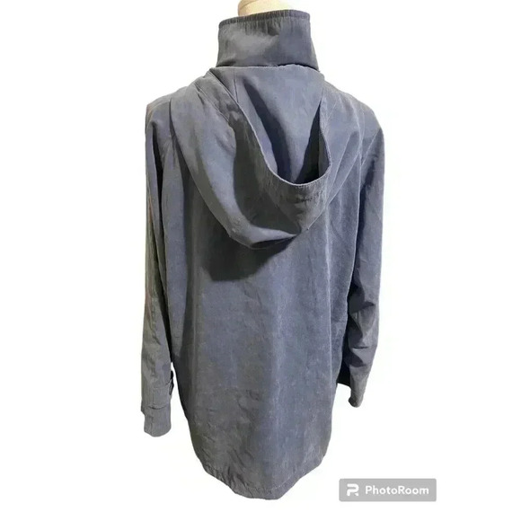 London Fog Women's Petite Medium Hooded Lightweight Jacket Blue Full Zipper - Picture 3 of 4